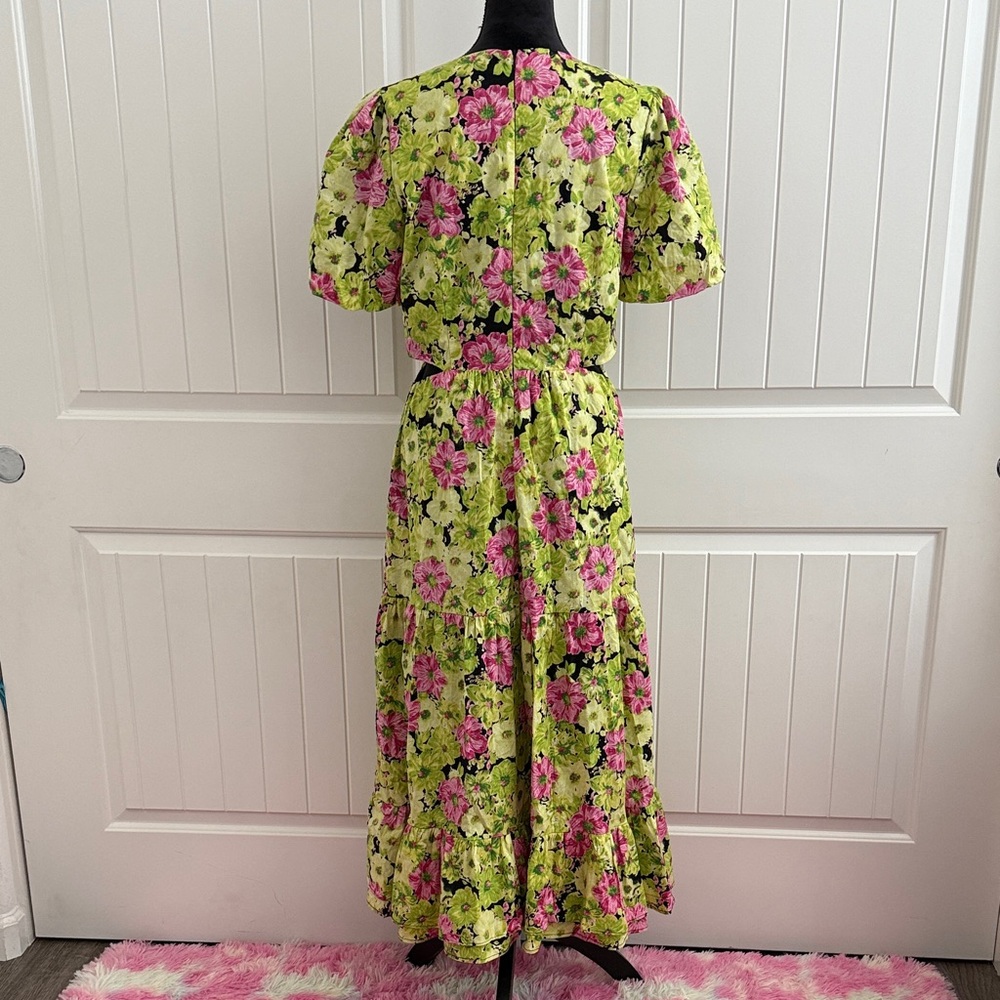 Wayf Vibrant Floral Maxi Dress in Green and Pink - Picture 4 of 8